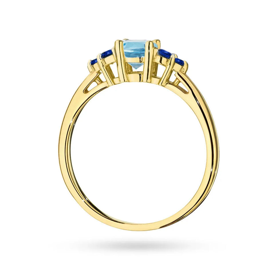 Gold Ring with 0,50ct Topaz and 6 Sapphires