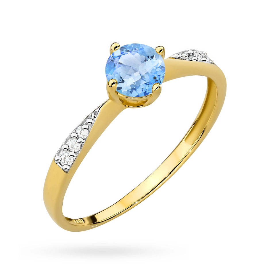 Goldring mit blauem Zirkonia