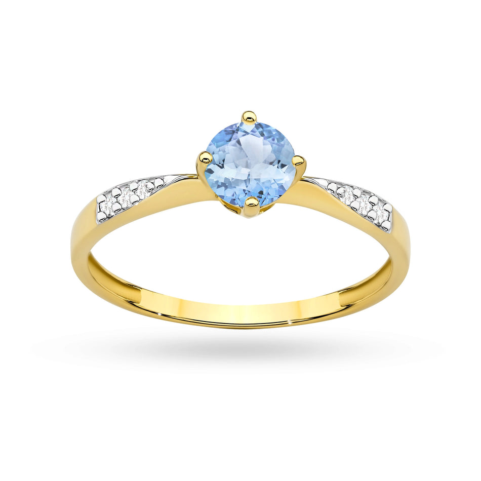 Goldring mit blauem Zirkonia
