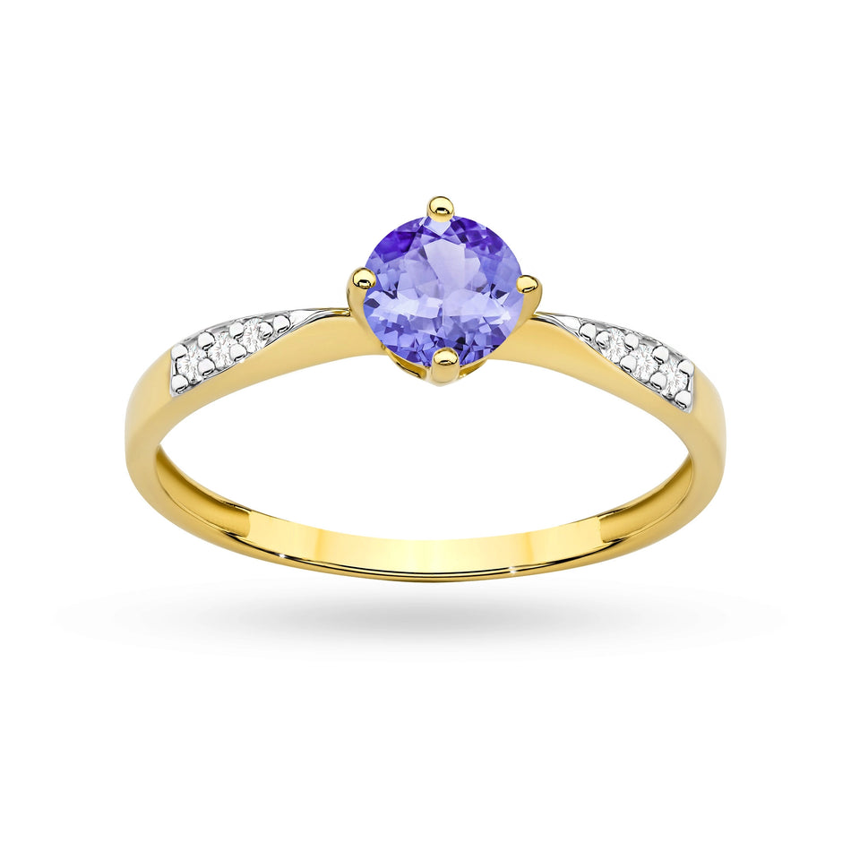 Gold Ring with 0.50ct Tansanit and 0.068ct Diamonds