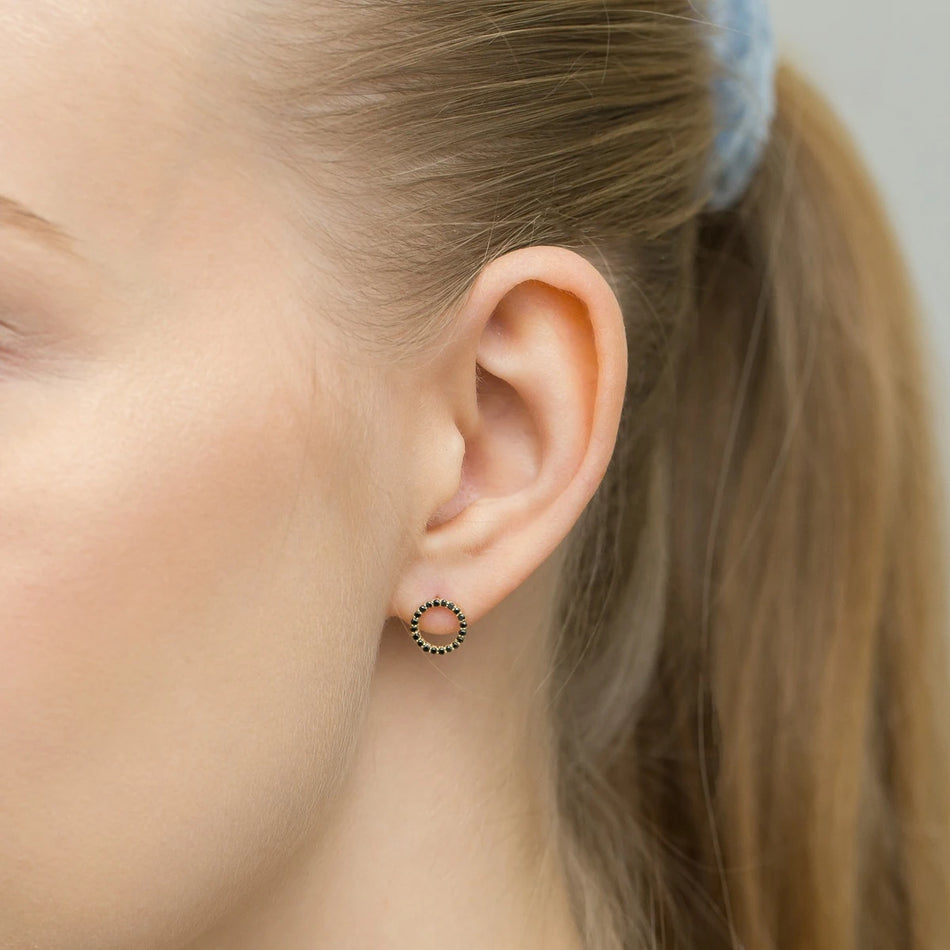 Zlaté náušnice s 40 x 0,005 ct čiernymi diamantmi