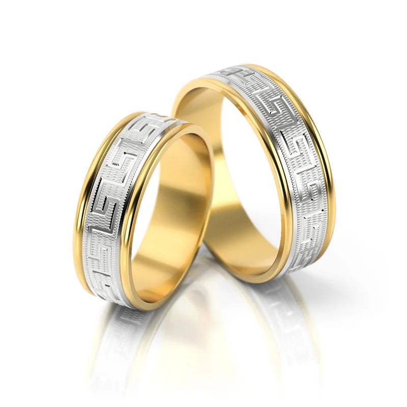 Dvoubarevné zlaté snubní prsteny 6mm