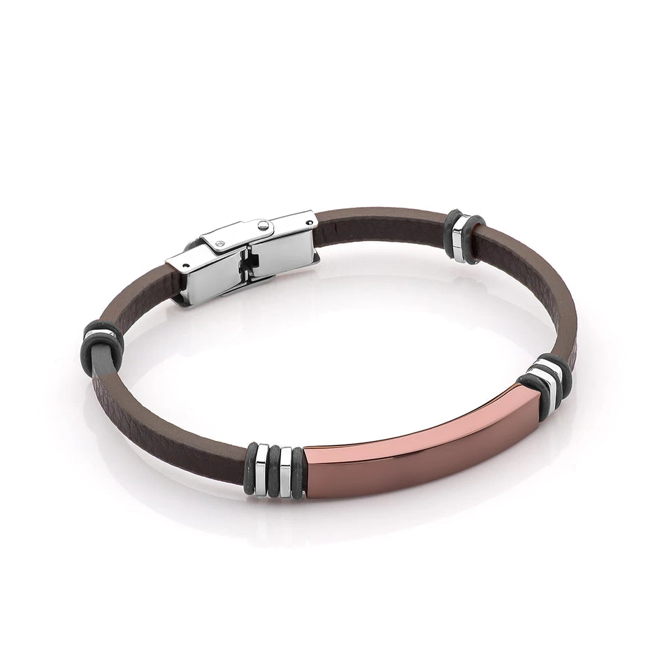 Pánsky náramok z kože a ocele na gravírovanie