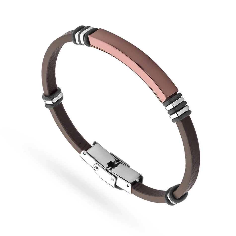 Pánsky náramok z kože a ocele na gravírovanie