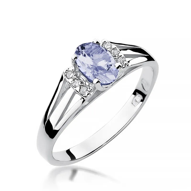 Zlatý prsteň s 0,40 ct tanzanitom a diamantmi
