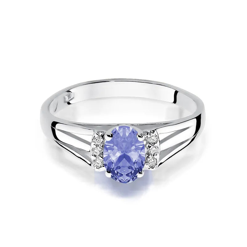 Zlatý prsteň s 0,40 ct tanzanitom a diamantmi