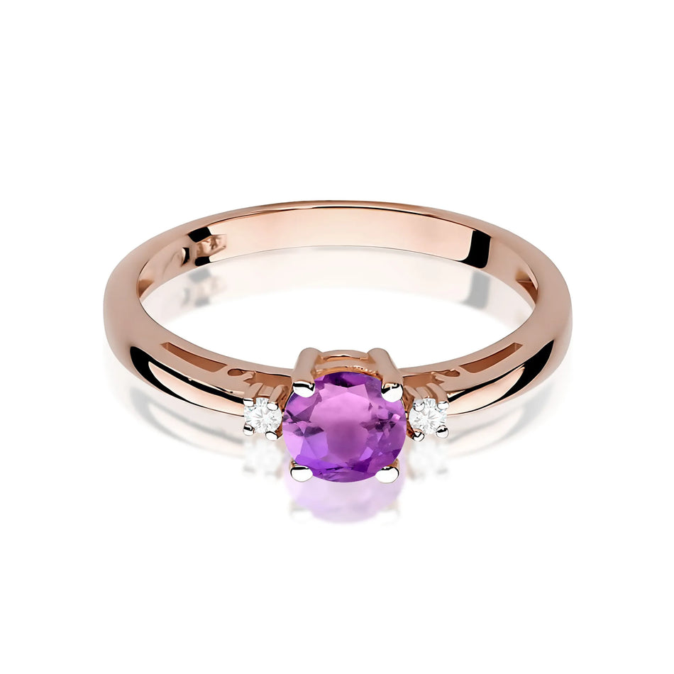 Goldring mit 0,50 ct Amethyst und Diamanten