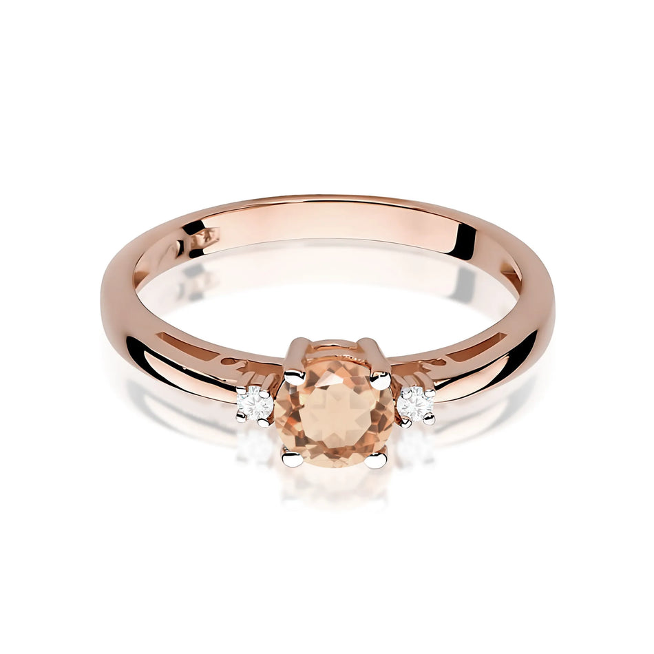 Goldring mit Morganit 0.4ct und Diamant 0.029ct| 14K (585) Gelbgold