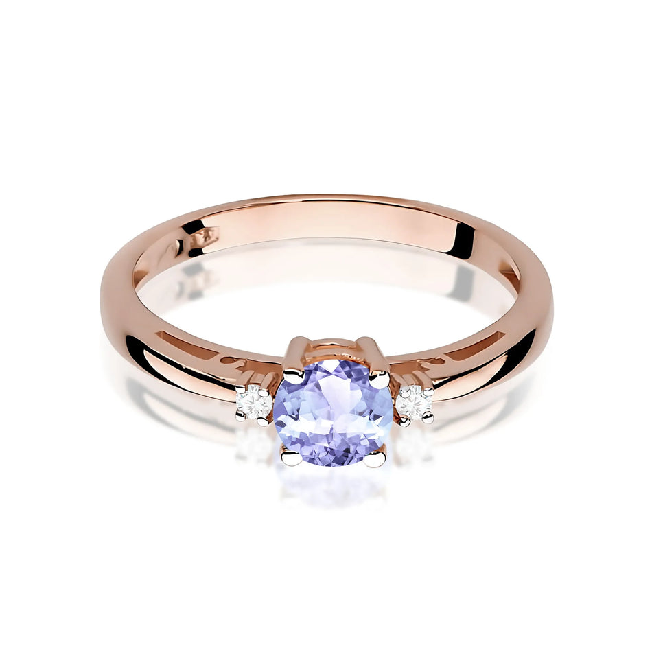 Goldring mit 0,50 ct Tansanit und Diamanten