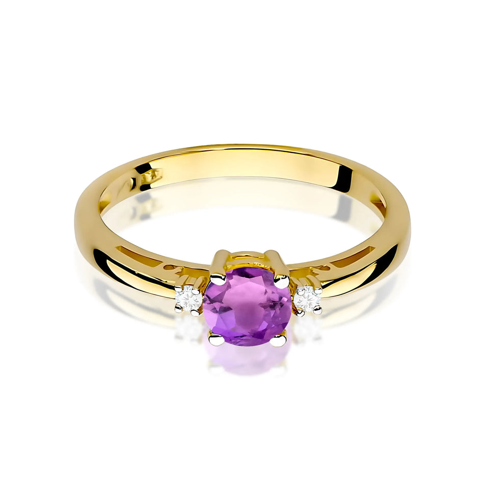 Goldring mit 0,50 ct Amethyst und Diamanten
