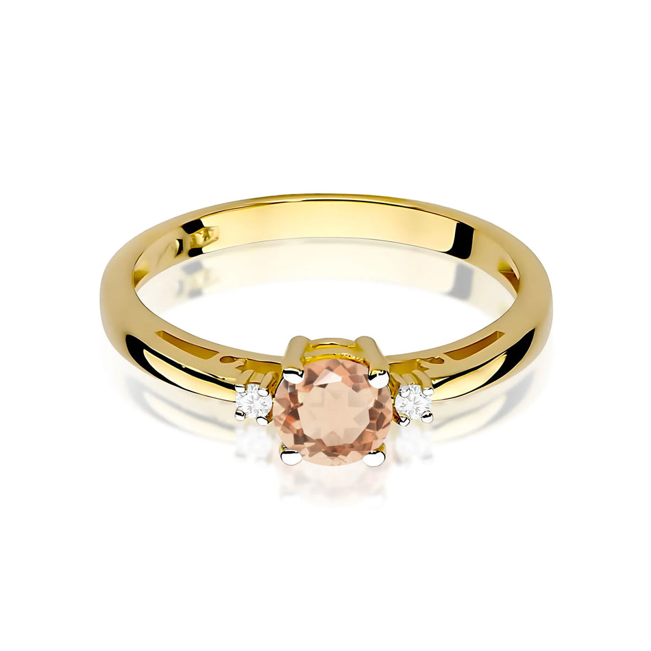 Goldring mit Morganit 0.4ct und Diamant 0.029ct| 14K (585) Gelbgold