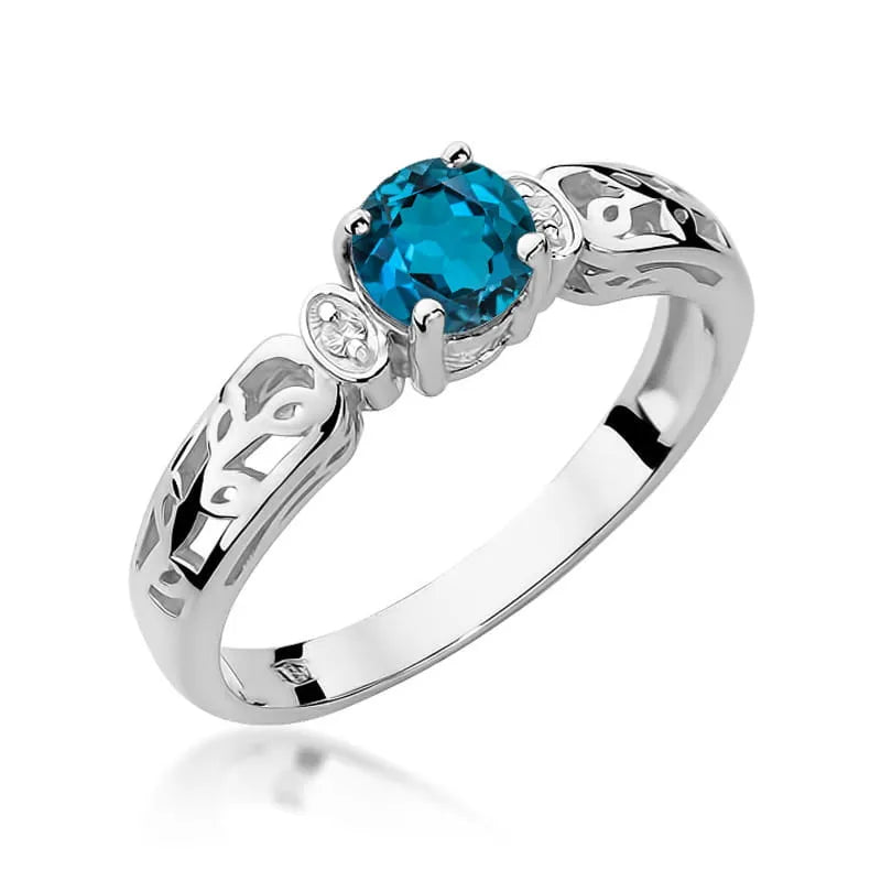 Zlatý prsten s 0,50ct topazem London Blue a 0,02ct diamanty