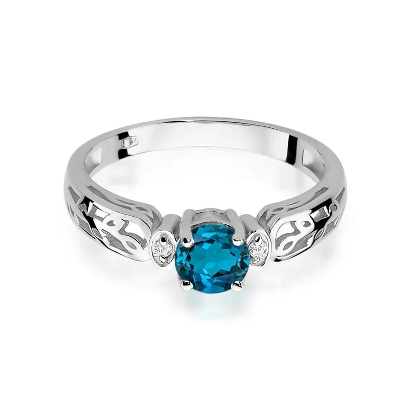 Zlatý prsten s 0,50ct topazem London Blue a 0,02ct diamanty