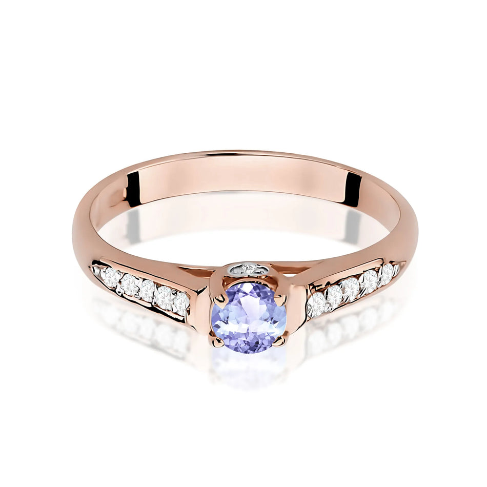 Zlatý prsten s 0,35ct tanzanitem a 0,103ct diamanty