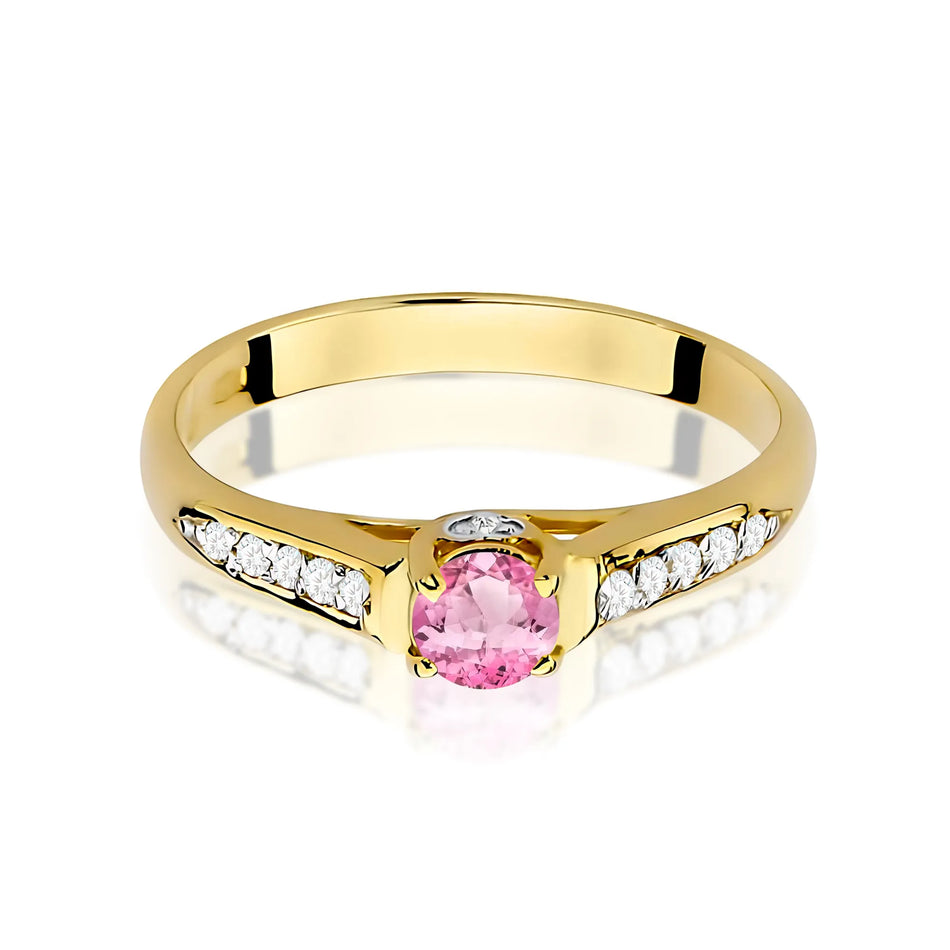 Goldring mit 0,30 ct Pinktopas und 0,103 ct Diamanten