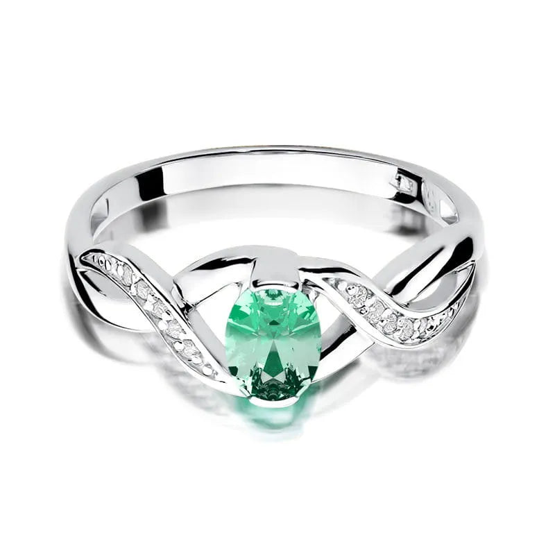 Goldring mit 0,40 ct Smaragd und 0,05 ct Diamanten