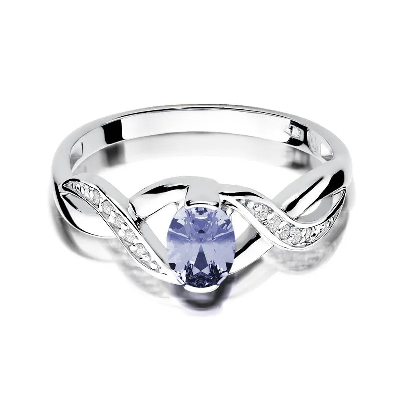 Zlatý prsten s 0,40ct tanzanitem a 0,05ct diamanty