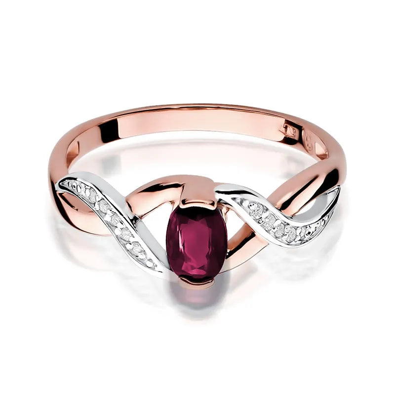 Zlatý prsten s rubínem 0,60 ct a diamanty 0,05 ct