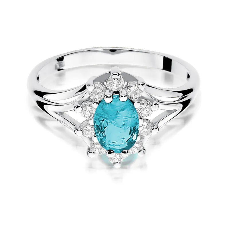 Zlatý prsten s topazem 0,90 ct a diamanty 0,30 ct