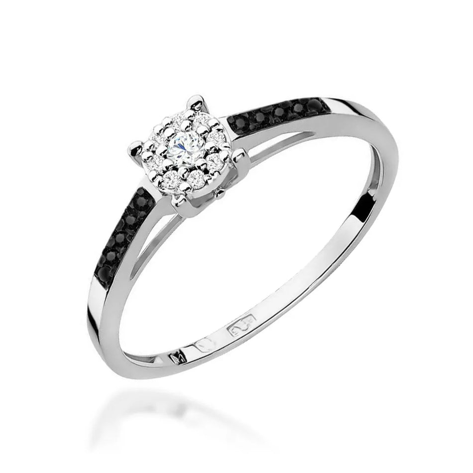 Goldring mit 0,04 ct Diamant und 0,005 ct Diamanten