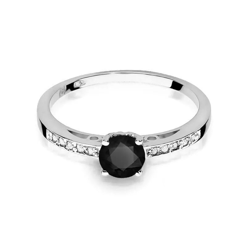 Goldring mit 0,50 ct schwarzem Diamant und 0,05 ct Diamanten