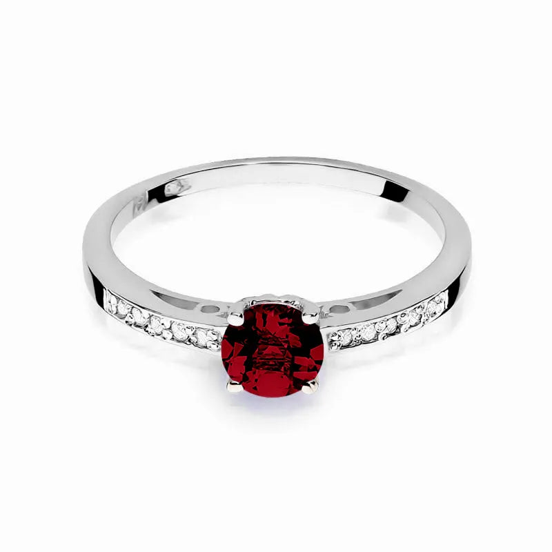 Zlatý prsten s 0,60ct granátem a 0,05ct diamanty