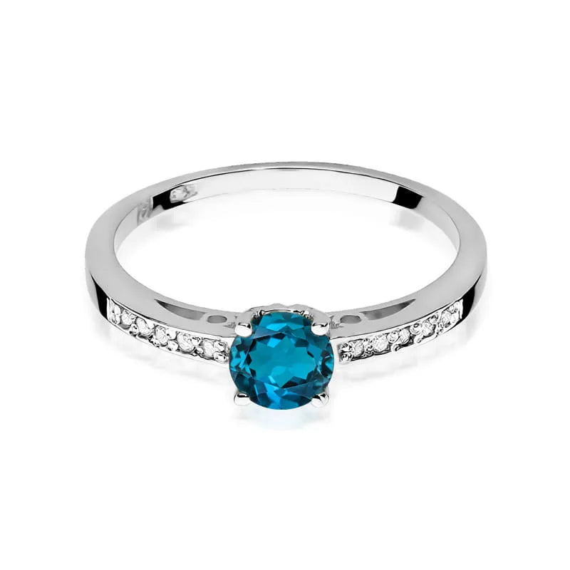 Zlatý prsten s 0,50ct topazem London Blue a 0,05ct diamanty