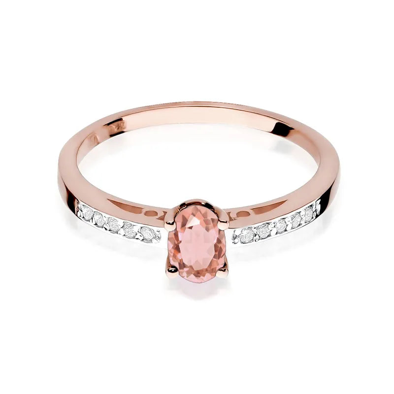 Gold Ring with 0.40ct Morganite and 0.05ct Diamonds
