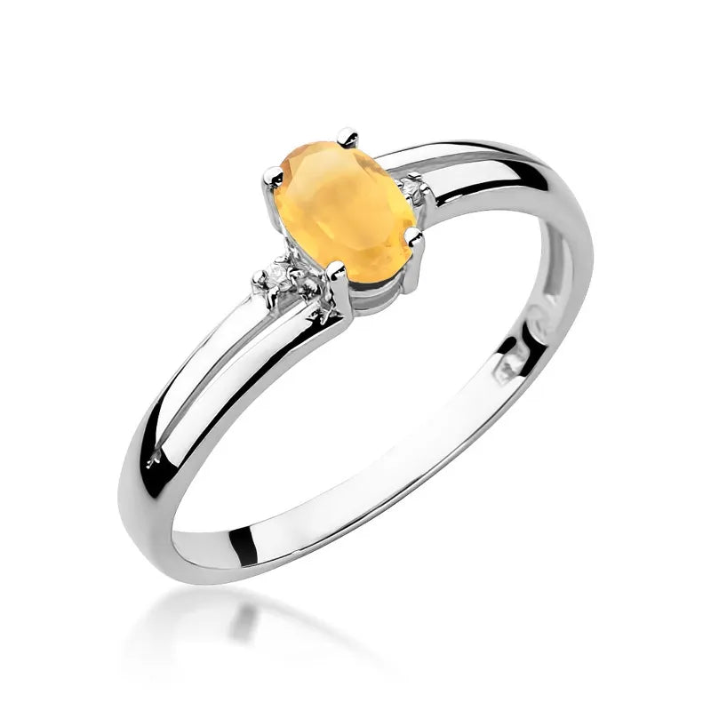 Zlatý prsten s 0,60ct citrínem a 0,029ct diamanty