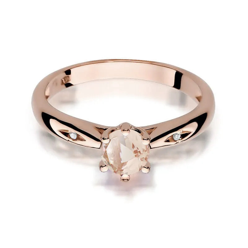 Gold Ring with 0.40ct Morganite and 0.01ct Diamonds