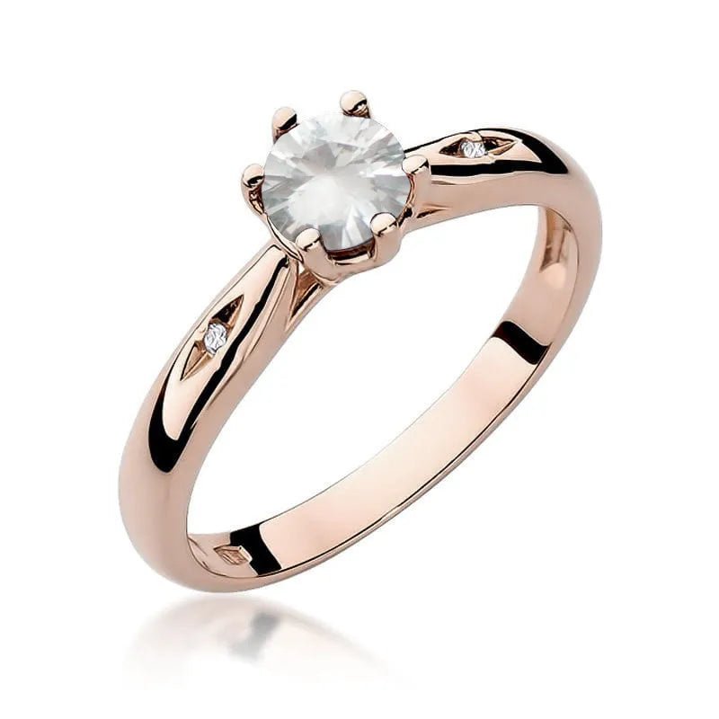 Goldring mit 0,60 ct weißem Saphir und 0,01 ct Diamanten