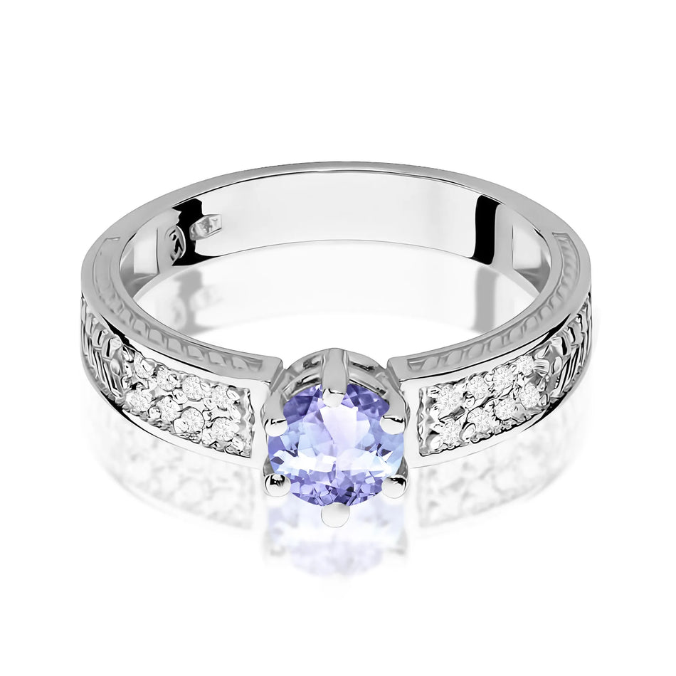 Goldring mit 0,50 ct Tansanit und Diamanten