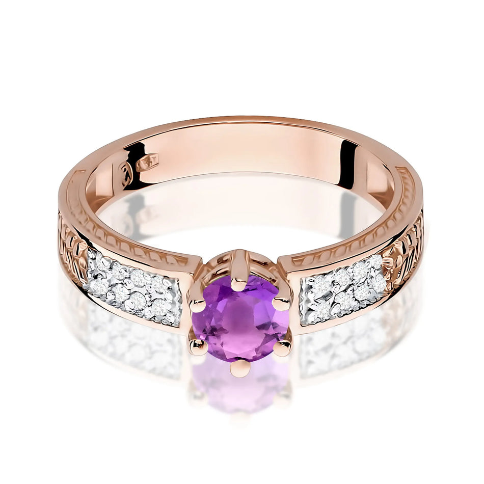 Goldring mit 0,50 ct Amethyst und Diamanten