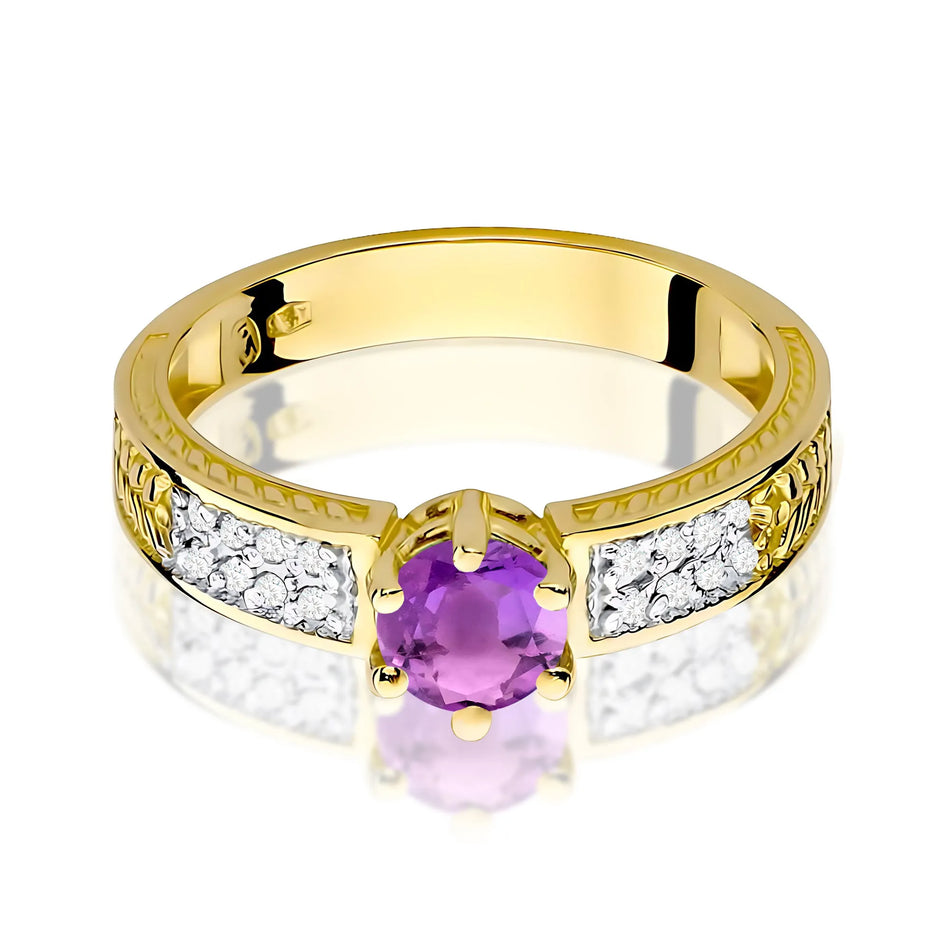 Goldring mit 0,50 ct Amethyst und Diamanten