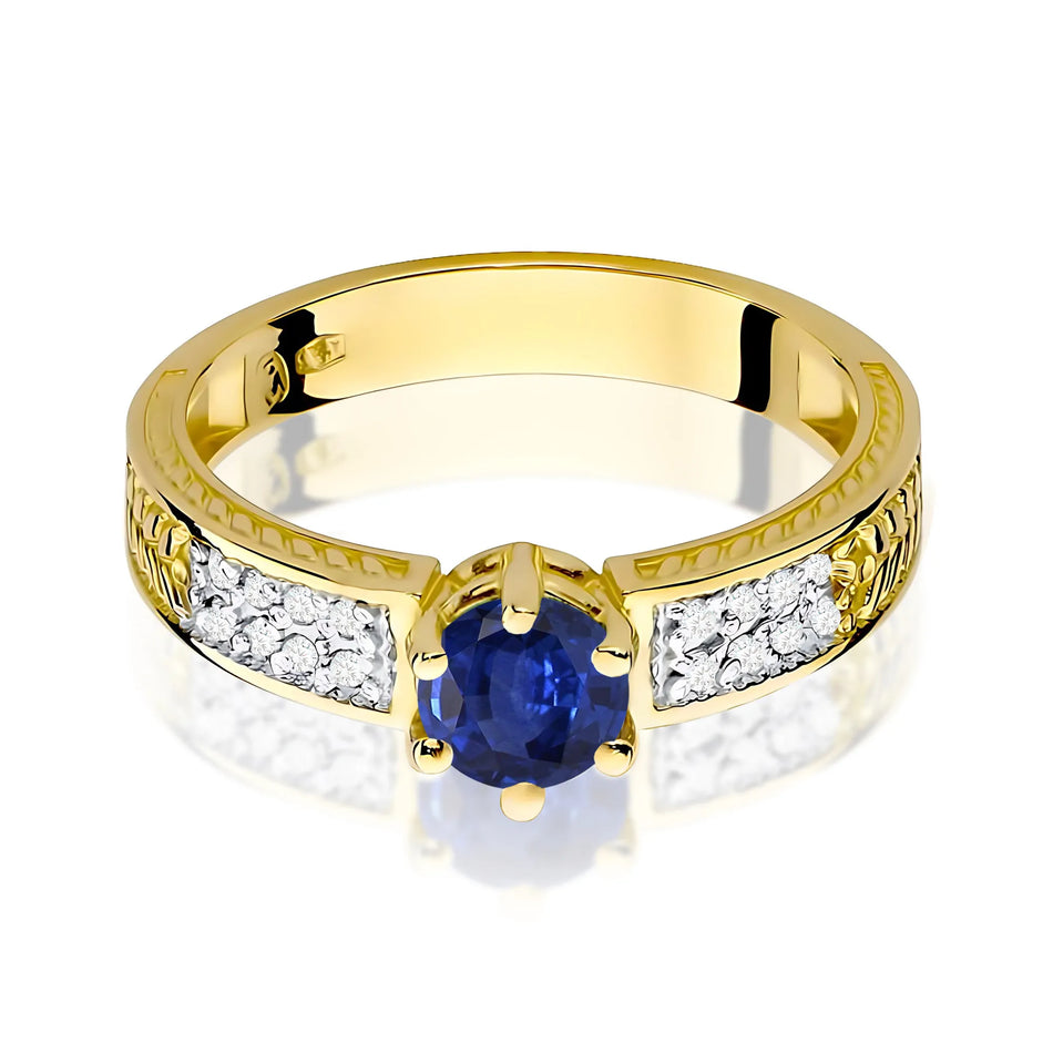 Goldring mit 0,50 ct Saphir und Diamanten