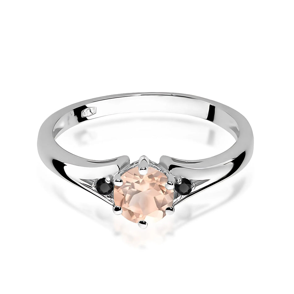 Gold Ring with 0.40ct Morganite and Black Diamonds