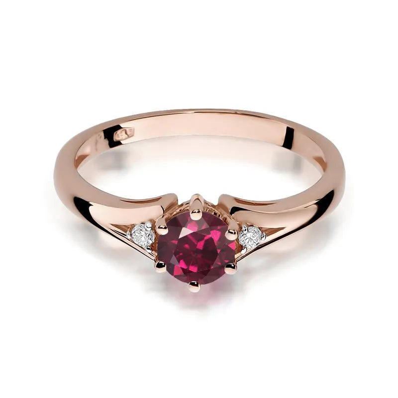 Gold Ring with 0.60ct Rhodolite and Diamonds