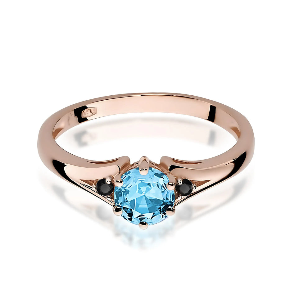 Gold Ring with 0.50ct Topaz and Black Diamonds