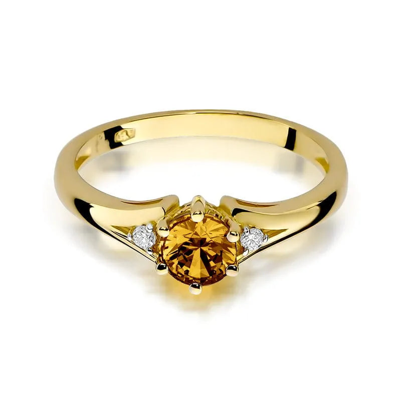 Gold Ring with 0.50ct Citrin and Diamonds