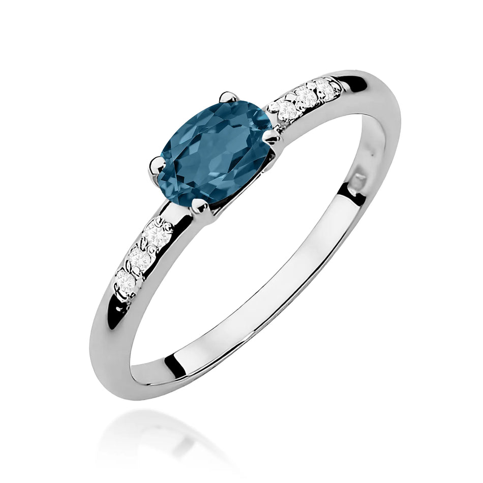 Zlatý prsten s 0,50ct topazem London Blue a 0,03ct diamanty
