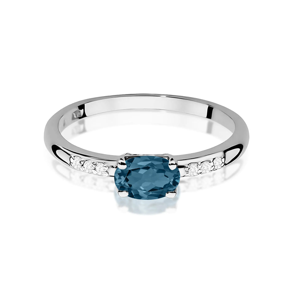Zlatý prsten s 0,50ct topazem London Blue a 0,03ct diamanty
