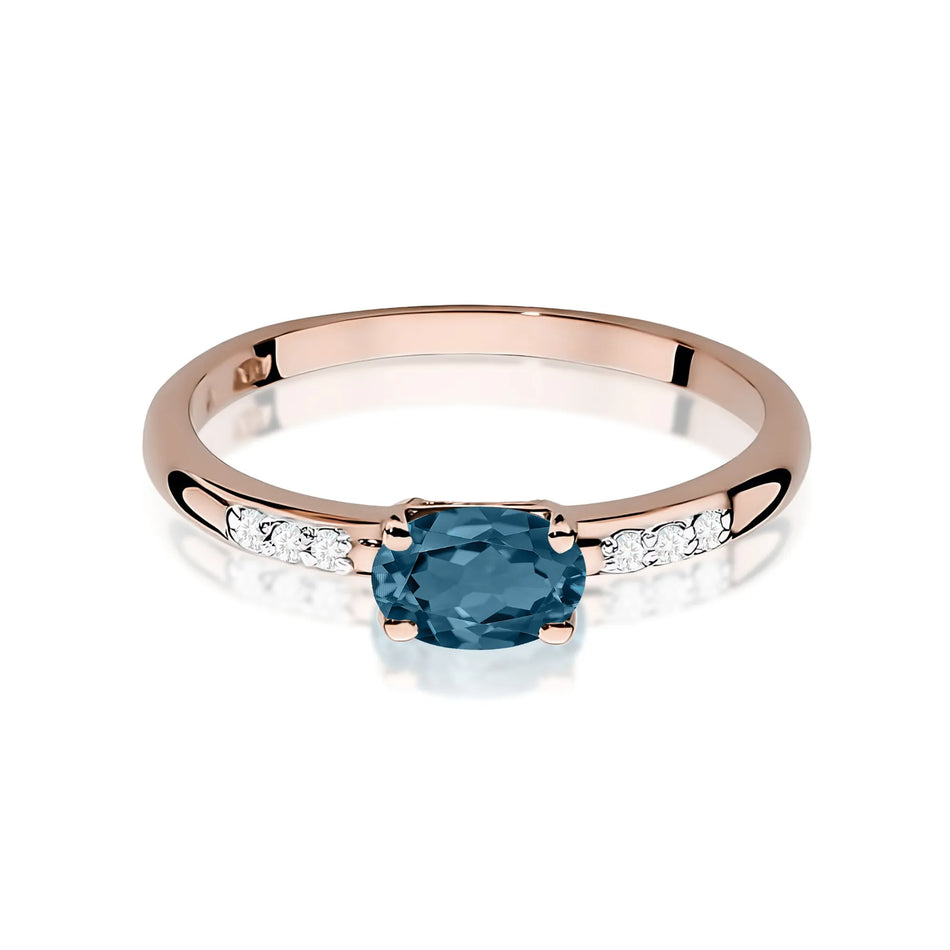 Zlatý prsten s 0,50ct topazem London Blue a 0,03ct diamanty