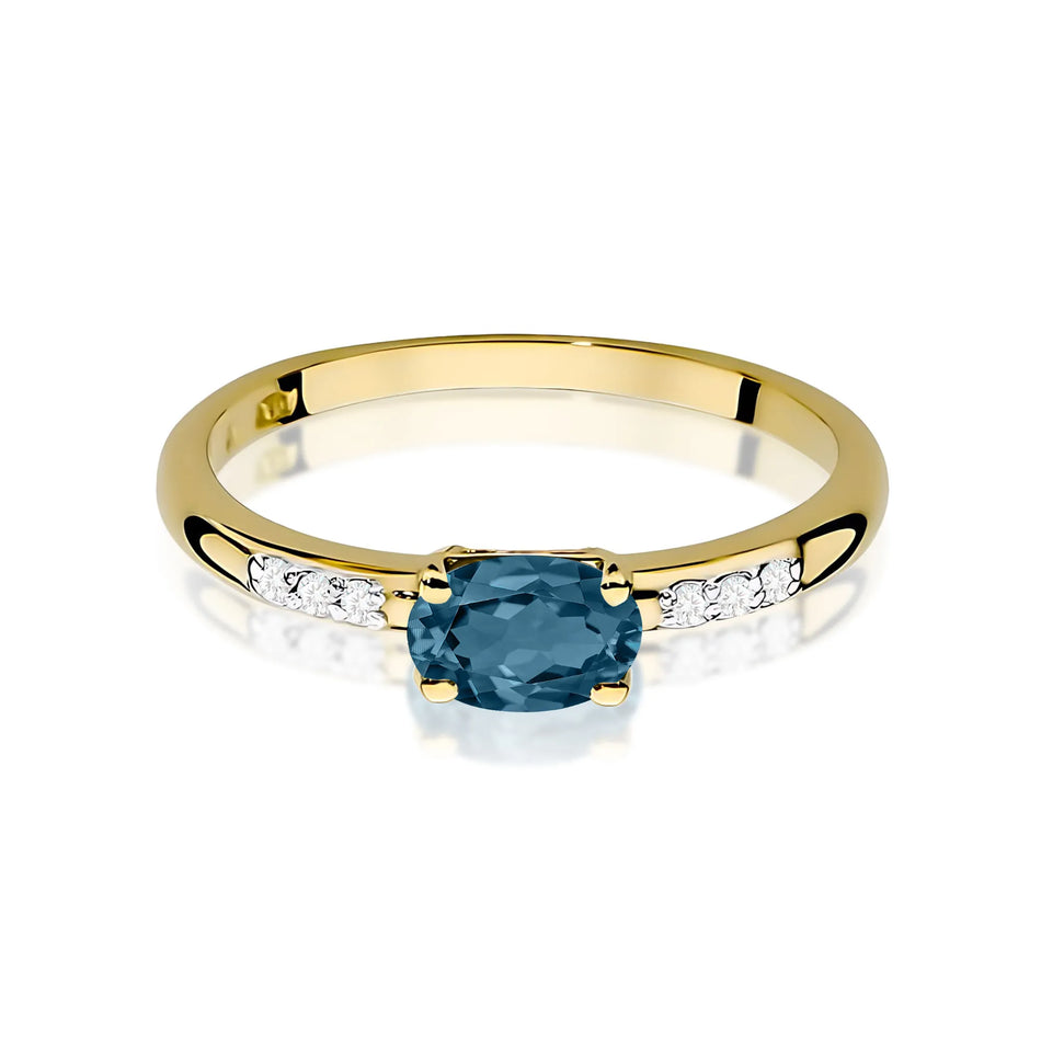 Zlatý prsten s 0,50ct topazem London Blue a 0,03ct diamanty
