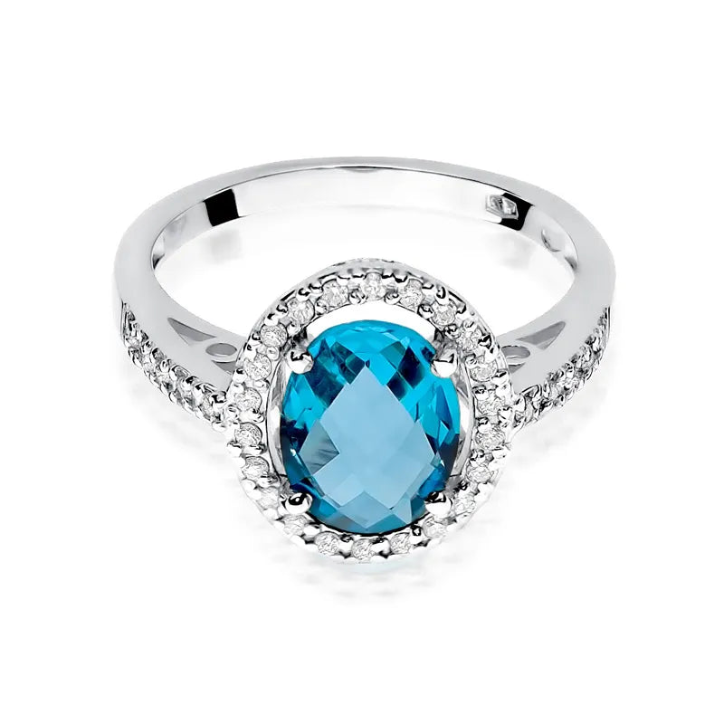 Zlatý prsten s topazem 1,70 ct a diamanty 0,16 ct