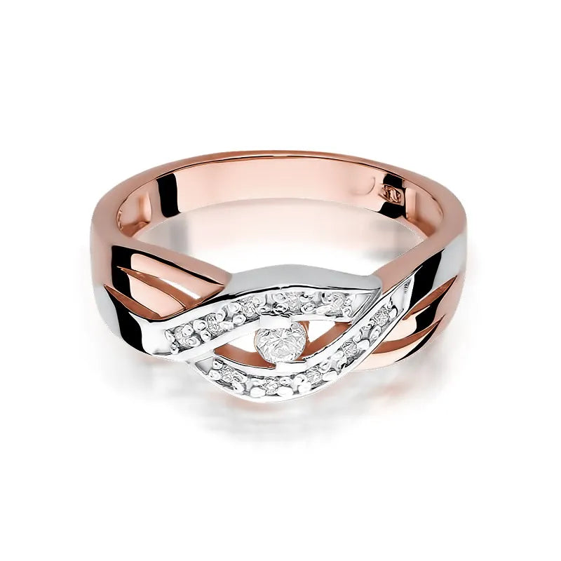 Goldring mit 0,05 ct und 0,05 ct Diamanten