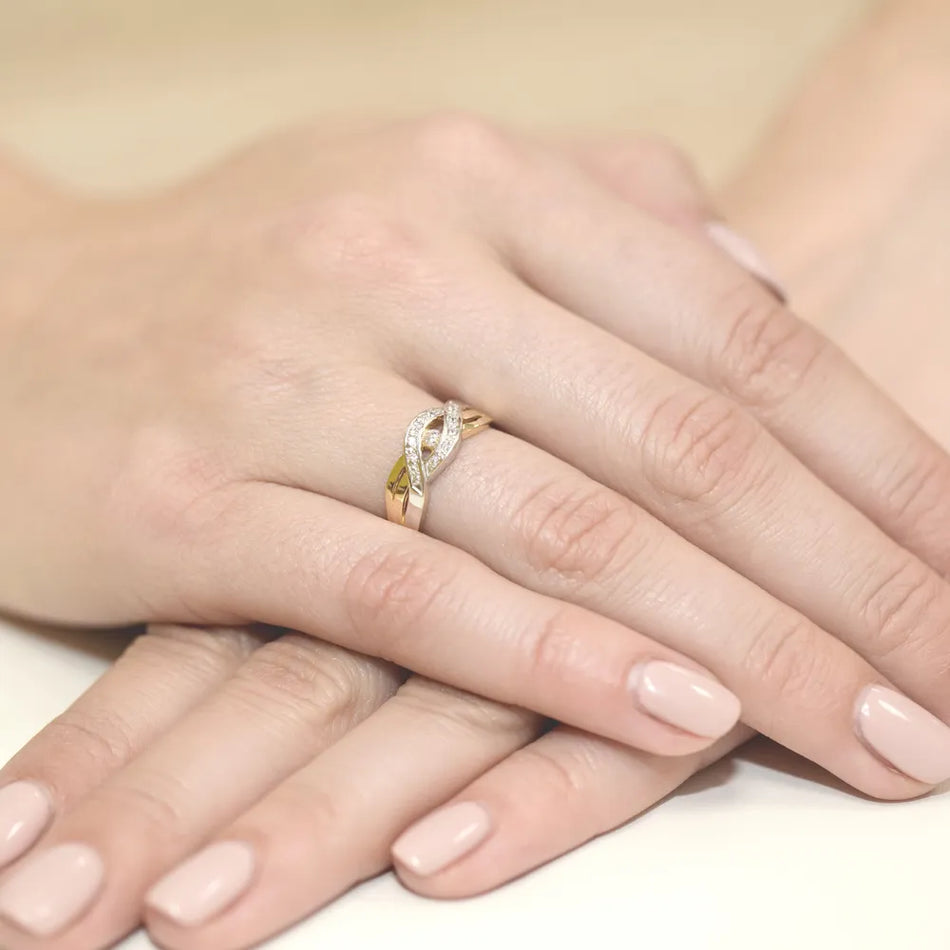 Gold Ring with 0.05ct and 0.05ct Diamonds