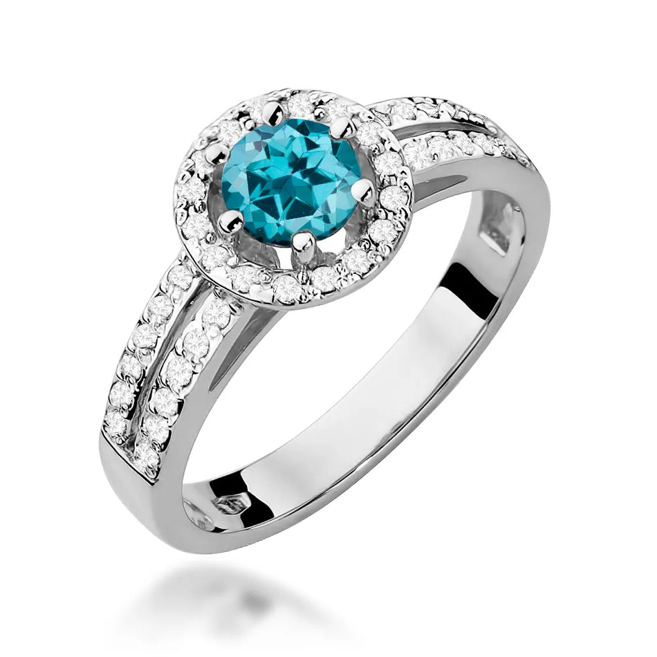 Zlatý prsten s 0,50ct topazem London Blue a 0,20ct diamanty