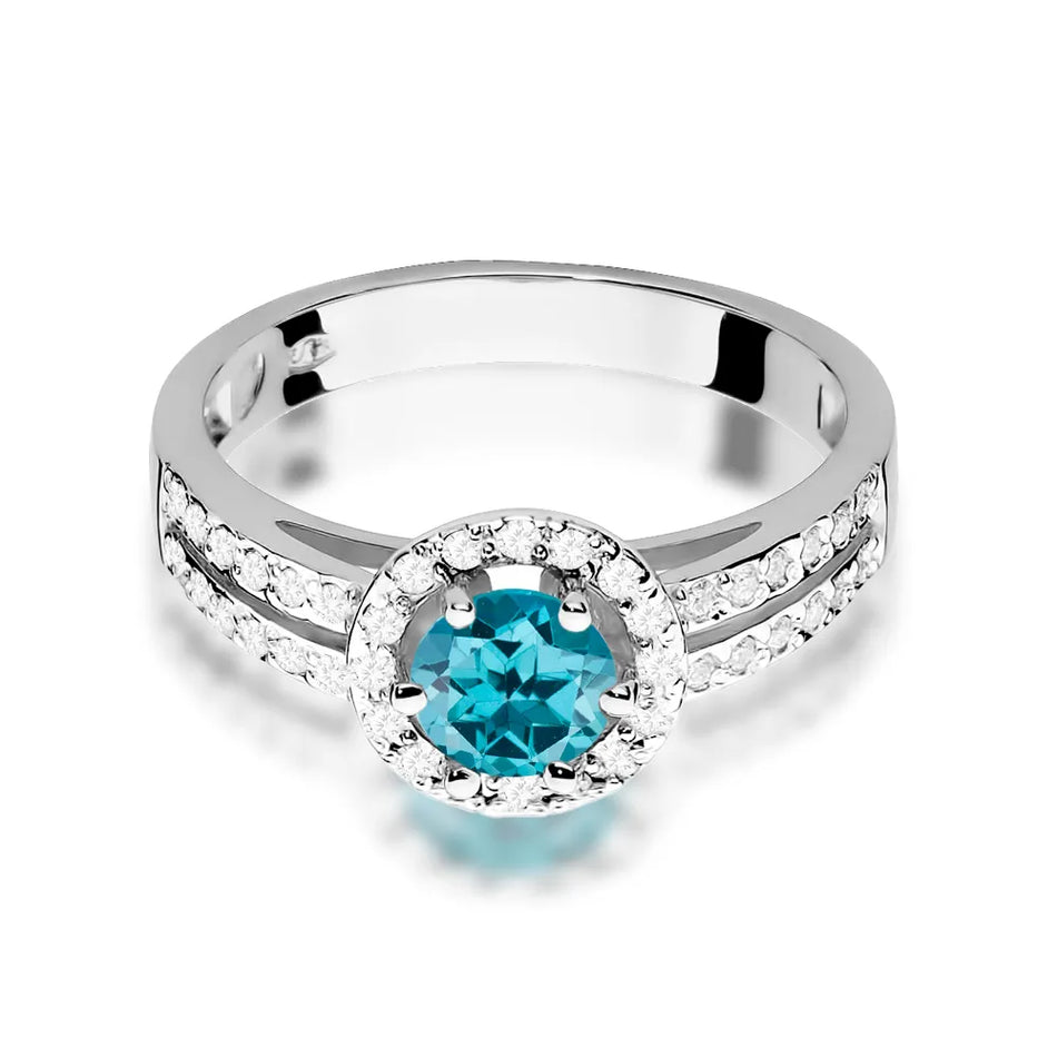 Zlatý prsten s 0,50ct topazem London Blue a 0,20ct diamanty