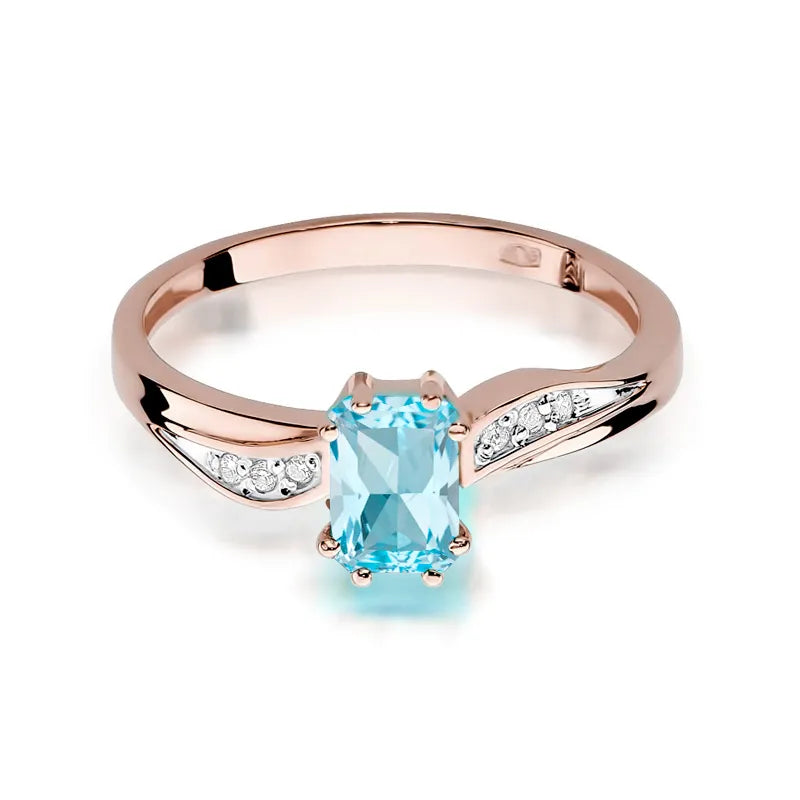 Zlatý prsten s topazem 0,65 ct a diamanty 0,03 ct