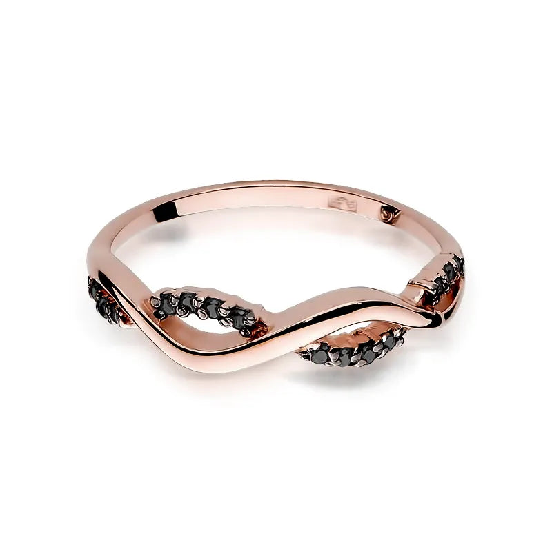 Zlatý prsten s 0,07ct černými diamanty